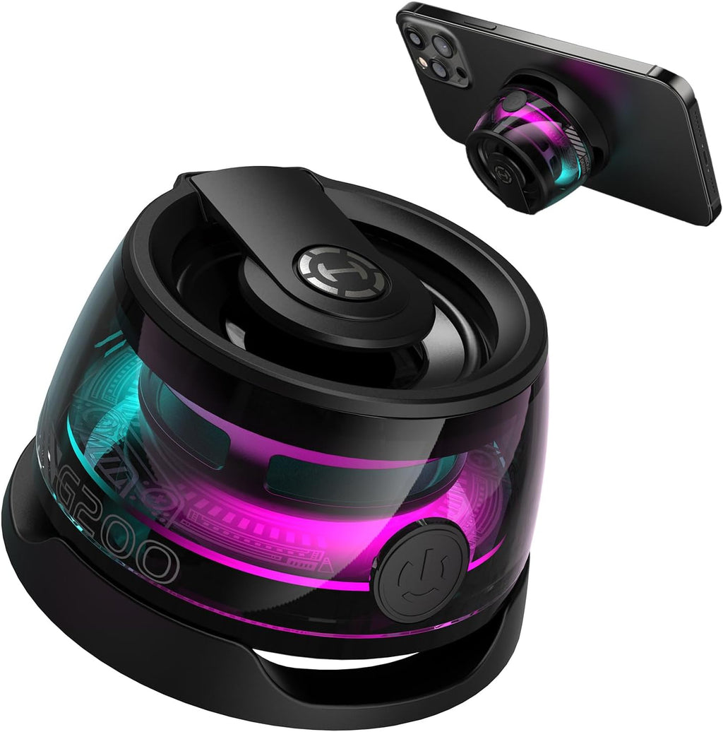 Edifier G200 Magnetic Bluetooth Speaker for iPhone, Android & Anything Metal - Multifunctional Small Portable 2 in 1 Cell Phone Stand with RGB & Strong Magnet - Gift Ideas