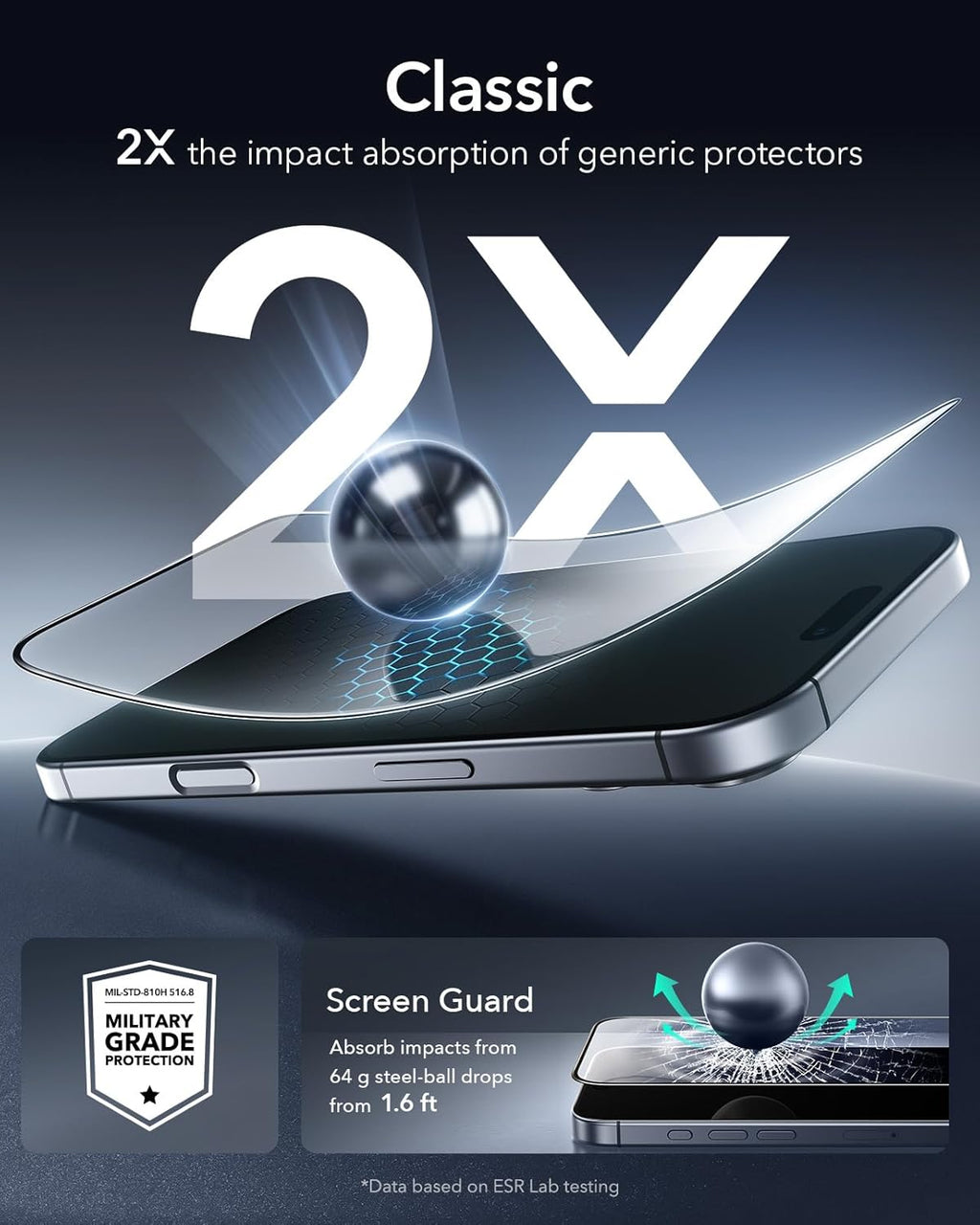 ESR 3 Pack for iPhone 17 Pro Max Screen Protectors, High Clarity, 9H Hardness Scratch Resistant, Military-Grade Tempered Glass, Shatterproof, Screen Guard with Easy Installation Tool