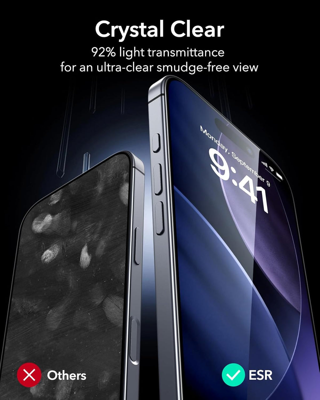 ESR 3 Pack for iPhone 17 Pro Max Screen Protectors, High Clarity, 9H Hardness Scratch Resistant, Military-Grade Tempered Glass, Shatterproof, Screen Guard with Easy Installation Tool