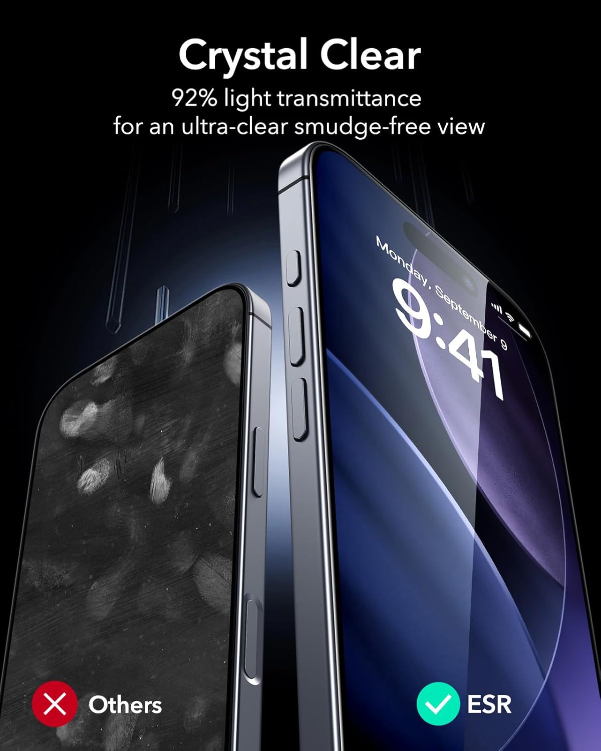 ESR 3 Pack for iPhone 17 Pro Max Screen Protectors, High Clarity, 9H Hardness Scratch Resistant, Military-Grade Tempered Glass, Shatterproof, Screen Guard with Easy Installation Tool